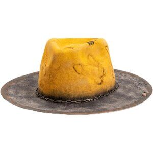 Unisex Yellow Western With Feather & Band Detail Classic Fedora Cowboy Hat